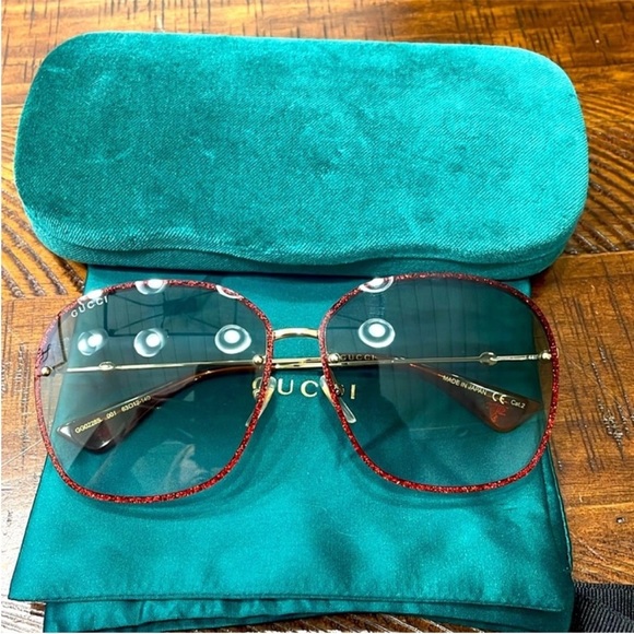GUCCI GG0228S Oversized Glitter Sunglasses - Picture 3 of 14